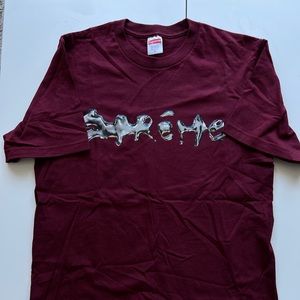 Maroon Supreme Daft Punk Liquid Shirt